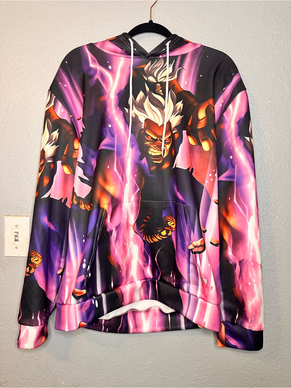 Kids Purple Graphic Hoodie - Anime Lightning Design
